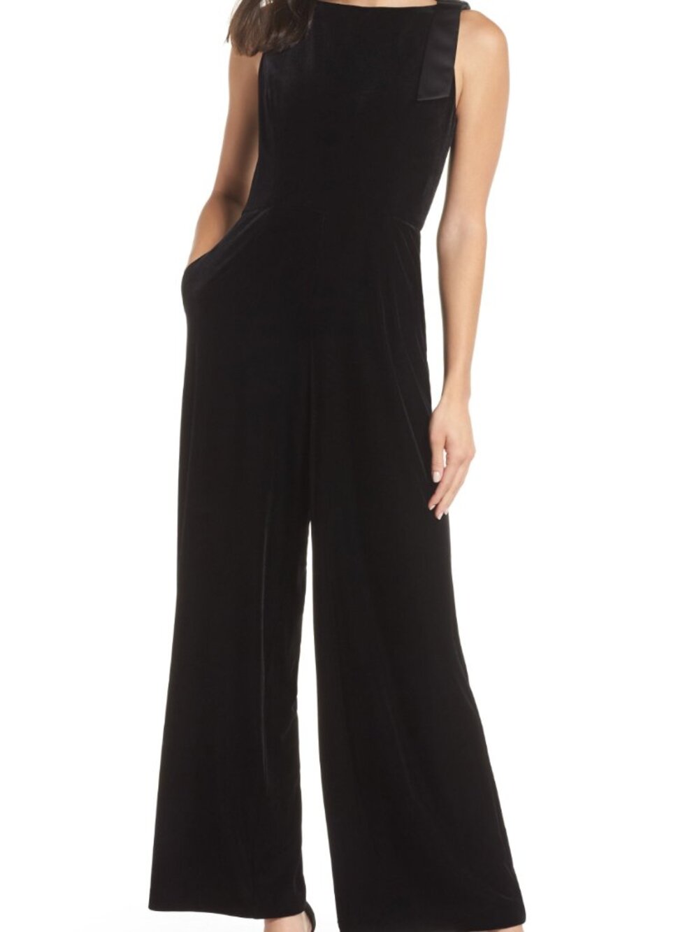 NWT Julia Jordan - Black Velvet Sleeveless Jumpsuit - US 8